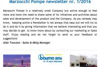 Marzocchi Pompe newsletter nr. 1 / 2016